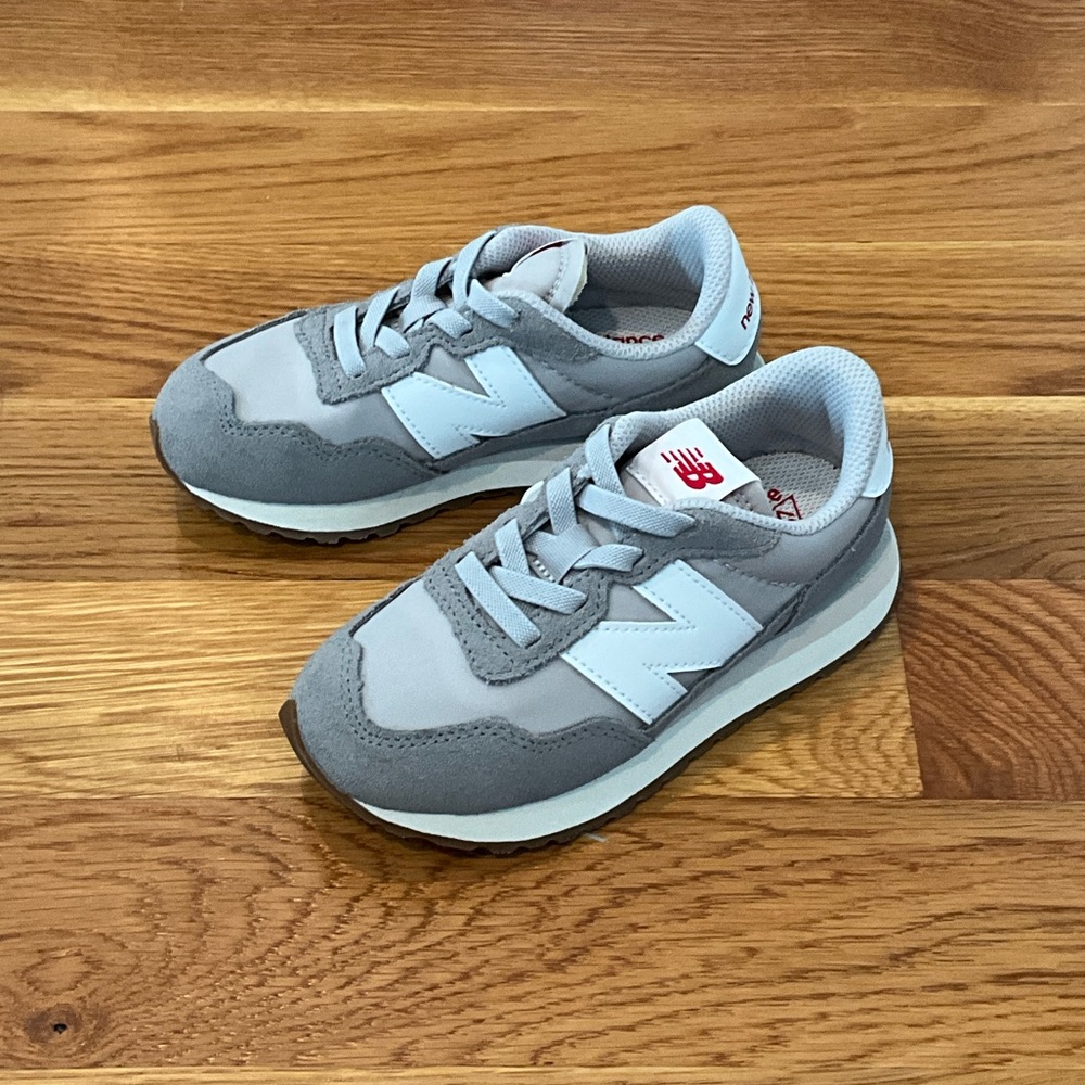 New Balance Kids' Light Gray and White Sneakers